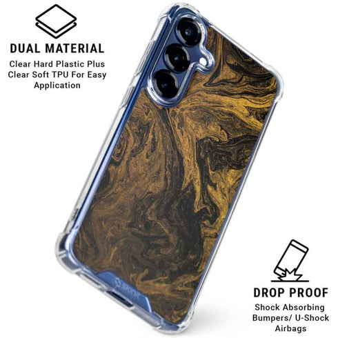 Gold and Black Marble Galaxy S25 Clear Case